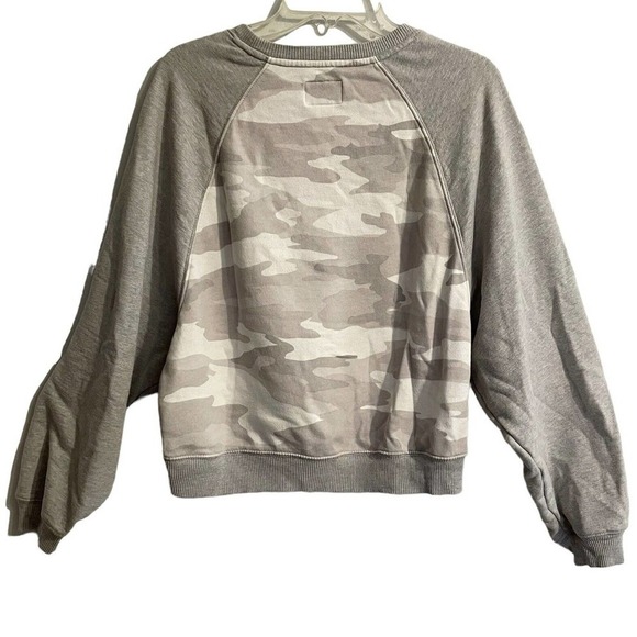 American Eagle Camo Cropped Sweatshirt Raglan Sleeve Gray White Large Lo… - Picture 5 of 10